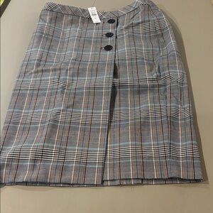Talbots Blue and Brown Plaid Pencil Skirt NWT Size 6P
